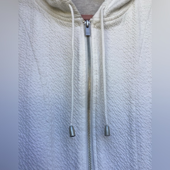 Liz Claiborne Hooded Textured Cotton Cardigan Sweatshirt Zip Up White - Small. - Picture 3 of 7